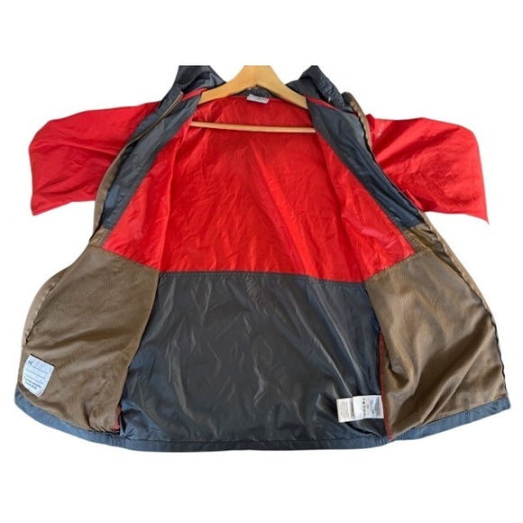 Columbia Colorblock Hooded Windbreaker Jacket Red Gray XL - Picture 13 of 13